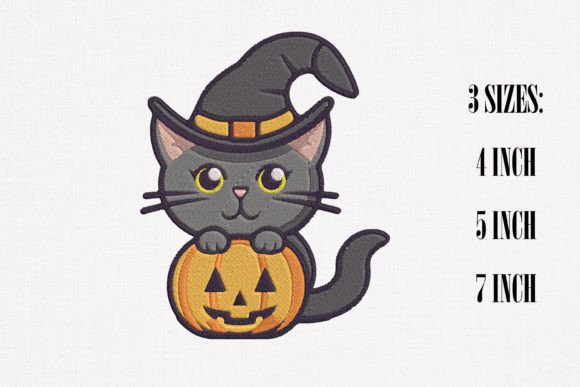 Black Cat Pumpkin 3 Halloween Embroidery