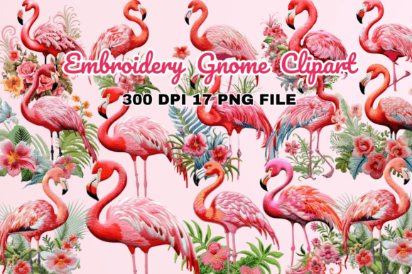 Embroidery Flamingo Clipart Bundle Review