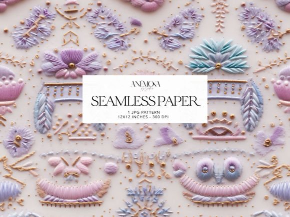 Pastel Boho Embroidery Pattern Paper Review
